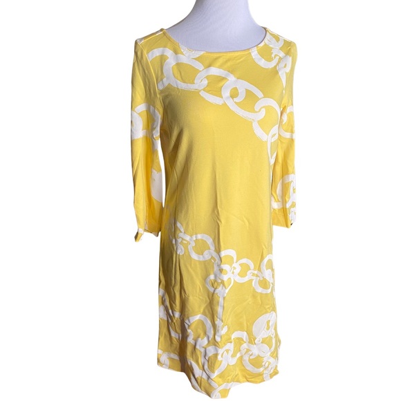 Lilly Pulitzer Yellow Chain Print Shift Dress – Size M - Picture 2 of 9
